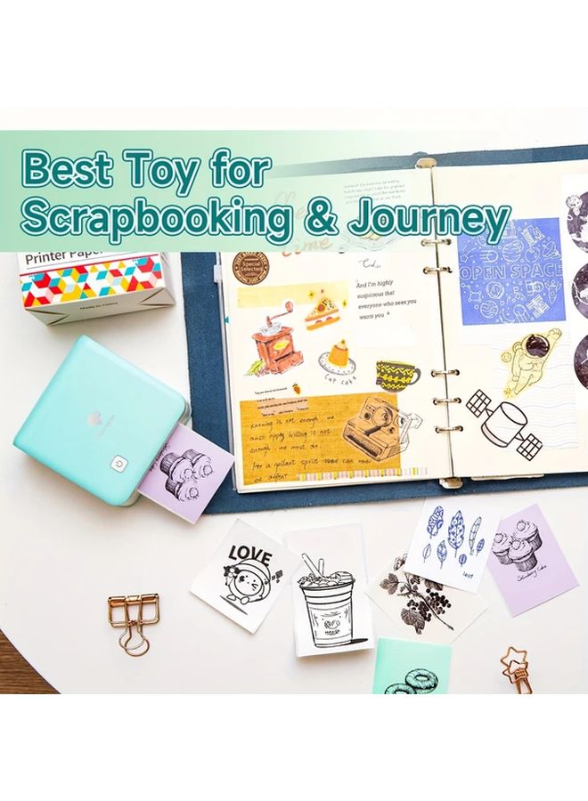 White Portable Thermal Pocket Printer USB Rechargeable Wireless For Phone Labels Journal - Image 5