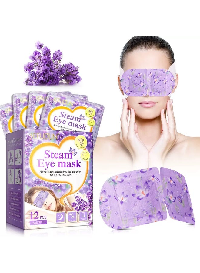 Sefudun Steam Warm Eye Mask for Dark Circles and Pressure Relief 12Pcs Lavender - Image 1