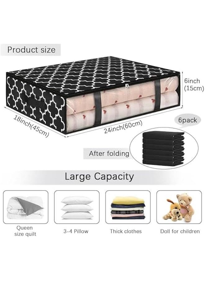 HOOKOR 6 Pack Storage Bags, Clothes Storage, Under bed Storage Containers With Durable Handles, Large Capacity Storage Bins, Foldable Storage Organizers For Clothes, Bedding and Toys (32-04-6p)  - Image 4