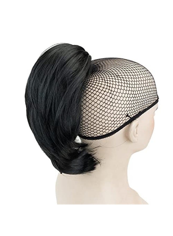 IMISSU Cute Short Claw Ponytail Grab Hairpieces Thick Clip In Hair Extensions Little Pony Tail Hair Pieces (Jet Black) - Image 2