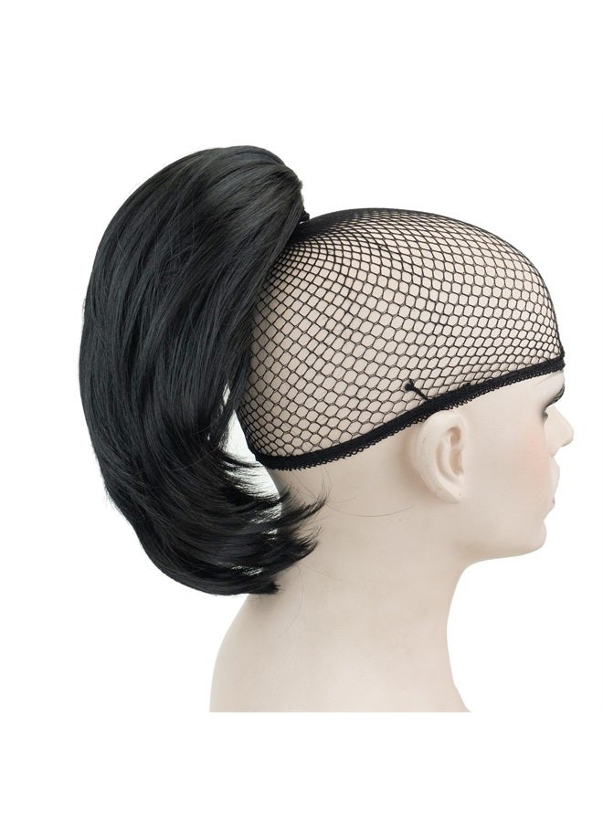 IMISSU Cute Short Claw Ponytail Grab Hairpieces Thick Clip In Hair Extensions Little Pony Tail Hair Pieces (Jet Black) - Image 3