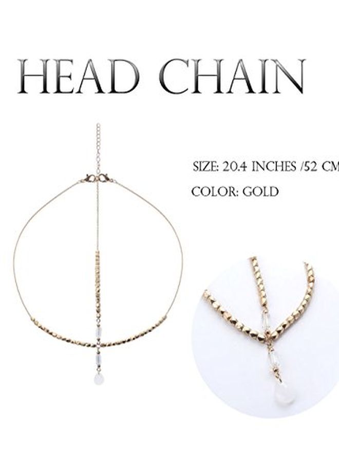 Jovono Boho Head Chain Gold Water Drop Pendant Headpiece For Women And Girls - Image 3