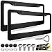GNSZSN License Plate Frames 2 Pack Matte Black Universal Aluminum Metal Car Tag Frame for Front and Rear Number Holder with Screws Caps - Image 2