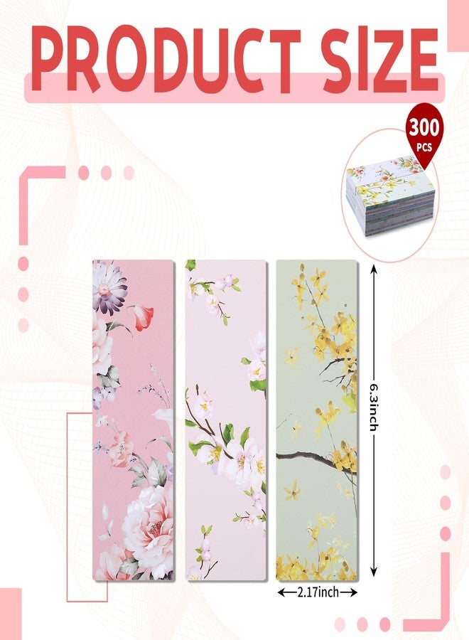 Tenceur 300 Pcs Flower Bookmarks Bulk Aesthetic Paper Floral Bookmarks Back to School Gifts for Students Teachers Readers Book Lovers 30 Styles Cute Book Tracker Flower Page Markers, 6.3''x2.17'' - Image 2
