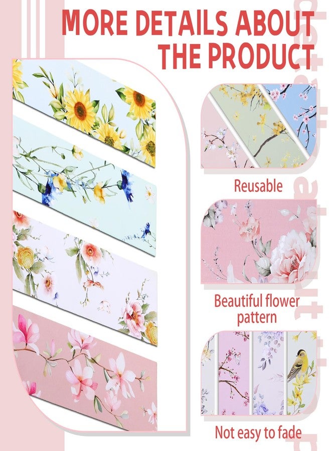 Tenceur 300 Pcs Flower Bookmarks Bulk Aesthetic Paper Floral Bookmarks Back to School Gifts for Students Teachers Readers Book Lovers 30 Styles Cute Book Tracker Flower Page Markers, 6.3''x2.17'' - Image 3