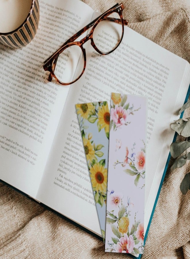 Tenceur 300 Pcs Flower Bookmarks Bulk Aesthetic Paper Floral Bookmarks Back to School Gifts for Students Teachers Readers Book Lovers 30 Styles Cute Book Tracker Flower Page Markers, 6.3''x2.17'' - Image 5