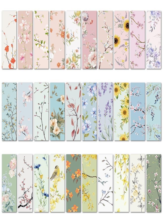 Tenceur 300 Pcs Flower Bookmarks Bulk Aesthetic Paper Floral Bookmarks Back to School Gifts for Students Teachers Readers Book Lovers 30 Styles Cute Book Tracker Flower Page Markers, 6.3''x2.17'' - Image 1