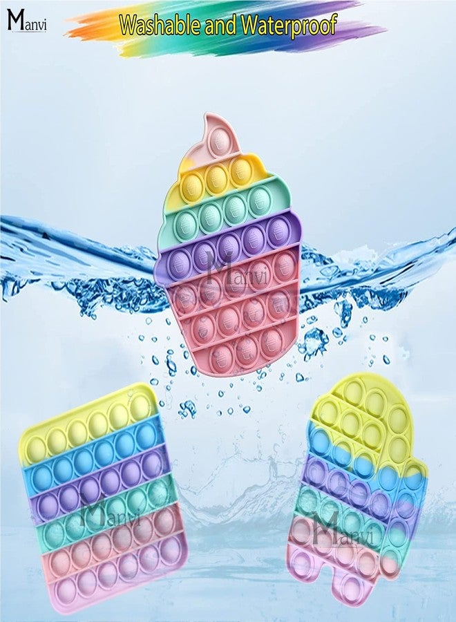 MANVI لعبة مانفي لتخفيف التوتر للأطفال، لعبة فرقعة صغيرة للأطفال، لتخفيف التوتر للبالغين، لعبة فرقعة بأشكال مختلفة للأطفال - متعددة الألوان (أندرويد، مربع، هزاز) - Image 3