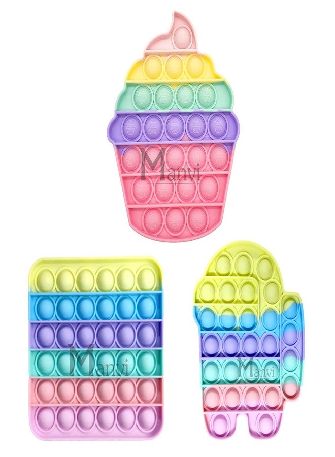 MANVI لعبة مانفي لتخفيف التوتر للأطفال، لعبة فرقعة صغيرة للأطفال، لتخفيف التوتر للبالغين، لعبة فرقعة بأشكال مختلفة للأطفال - متعددة الألوان (أندرويد، مربع، هزاز) - Image 1