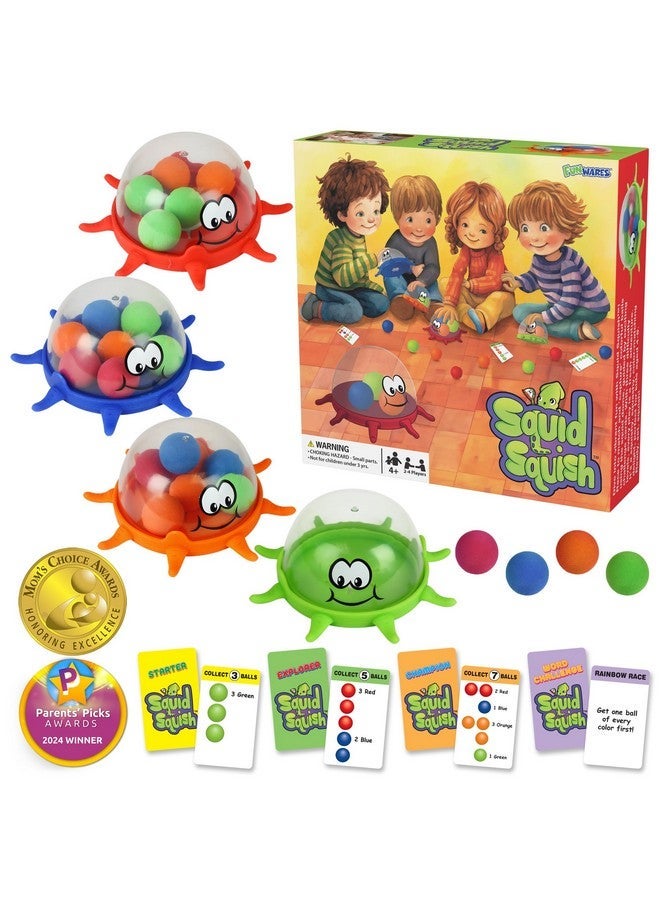 Funwares Colorful Squid Squish: Dynamic Floor Game for Kids, Boosts Kids' Learning and Coordination, Counting and Number Game, Active Play, and Quick Thinking, 2-4 Players, Ages 4-8. - Image 1