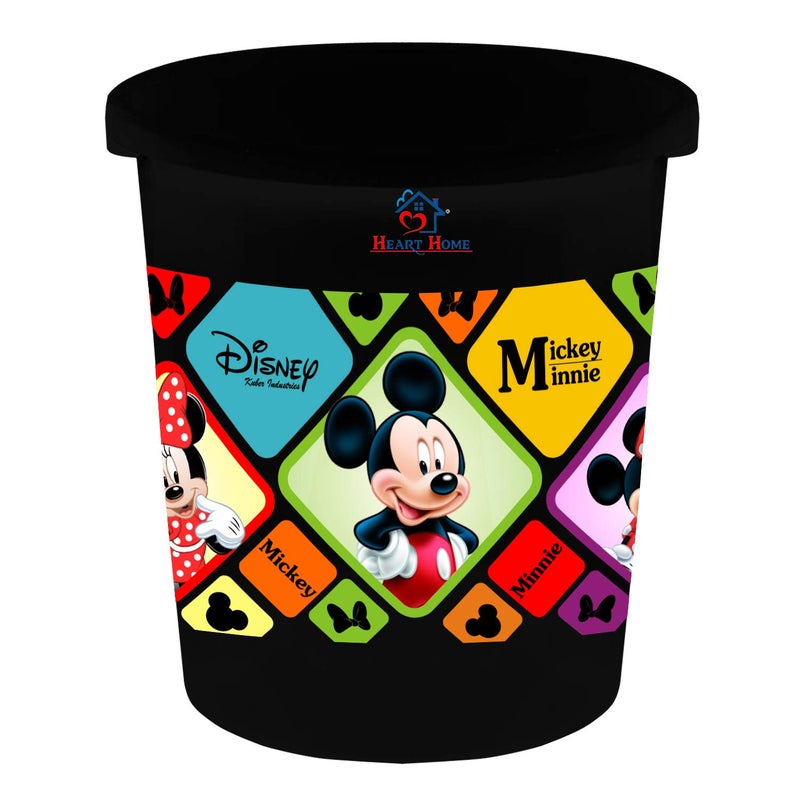 Kuber Industries Heart Home Disney Mickey Minnie Print Plastic Garbage Waste DustbinRecycling Bin for Home Office Factory 5 Liters Black HS_35_HEARTHS17773 - Image 1