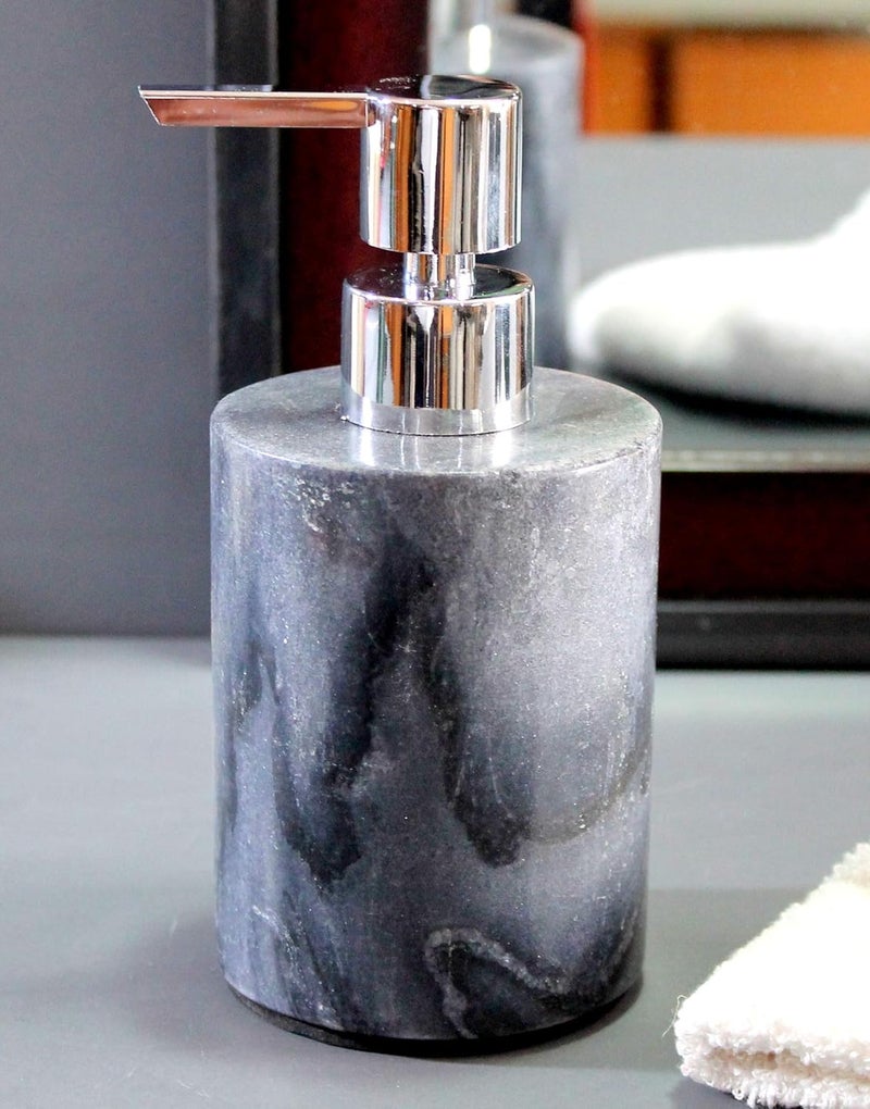 KLEO Soap Dispenser Lotion Dispenser Made of Natural Stone Luxury Bathroom Accessories Bath Set Grey - Image 1