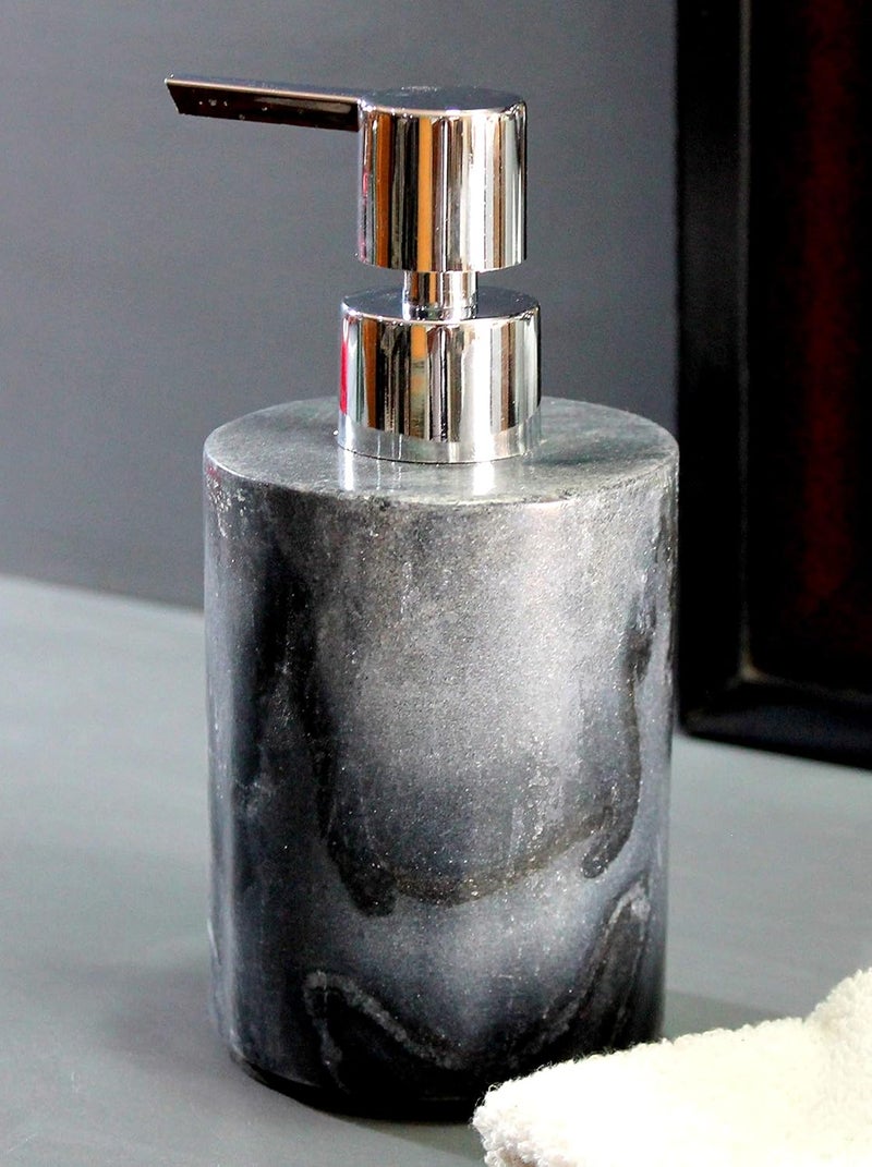 KLEO Soap Dispenser Lotion Dispenser Made of Natural Stone Luxury Bathroom Accessories Bath Set Grey - Image 3