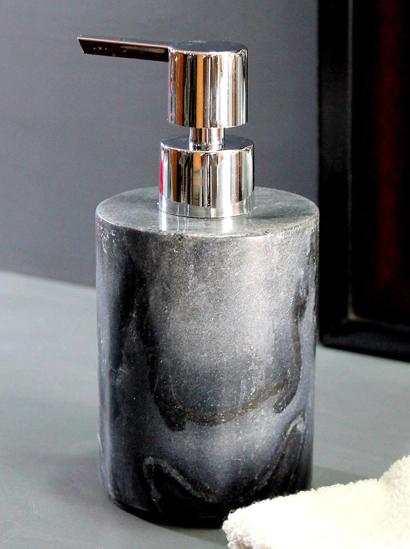 KLEO Soap Dispenser Lotion Dispenser Made of Natural Stone Luxury Bathroom Accessories Bath Set Grey - Image 2