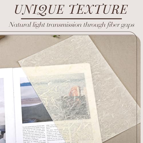 Garfxg 20 Sheets Rice Papers A4 Mulberry Paper Sheets Natural Fiber Rice Papers, 8.3x11.7in Natural Decoupage for Writing, Painting, Printing, Decorative, Card Making, Art Crafts DIY Gift Wrap - Image 4