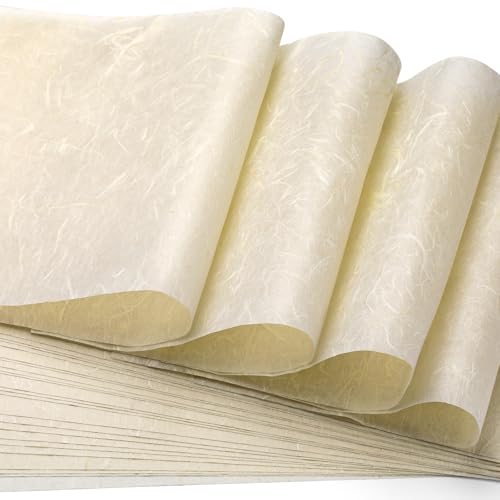 Garfxg 20 Sheets Rice Papers A4 Mulberry Paper Sheets Natural Fiber Rice Papers, 8.3x11.7in Natural Decoupage for Writing, Painting, Printing, Decorative, Card Making, Art Crafts DIY Gift Wrap - Image 1