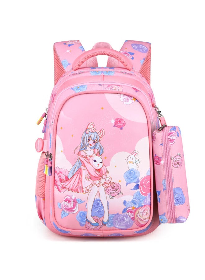 Edison Elementary School Backpack For Grades 1-3, Cartoon Lightweight Reduced-load Water-resistant Children's Travel Backpack 22992-6 Pink - Image 2