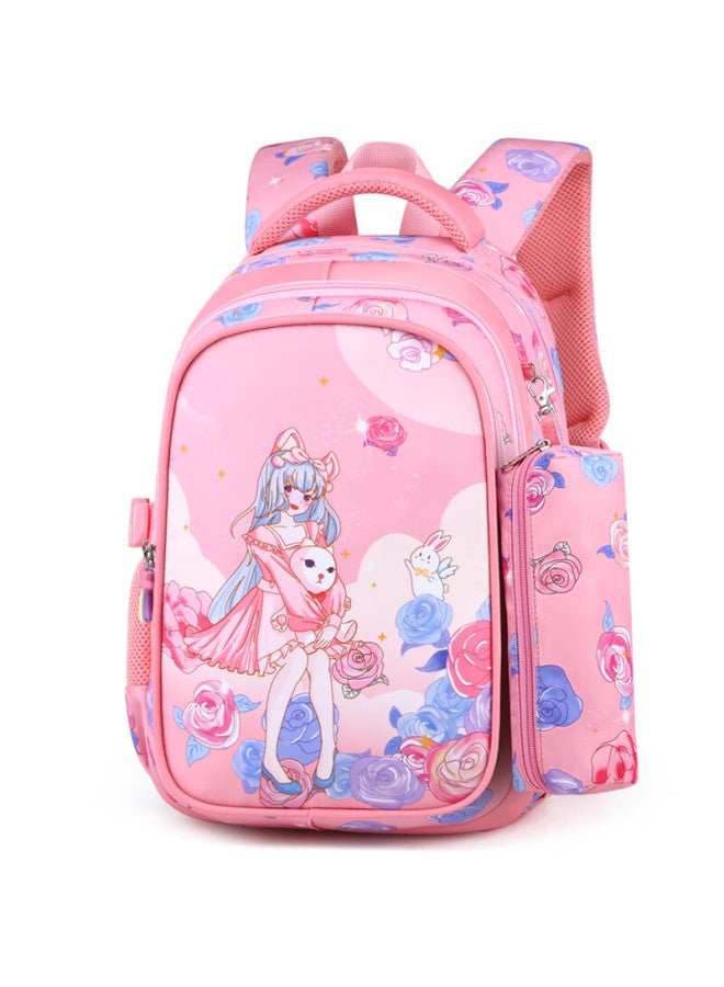 Edison Elementary School Backpack For Grades 1-3, Cartoon Lightweight Reduced-load Water-resistant Children's Travel Backpack 22992-6 Pink - Image 1