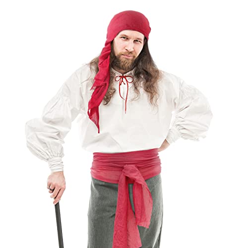 Newcotte 4 Pcs Halloween Pirate Costume Men Women Pirate Hat Sash Belt Head Scarf Bandana Halloween Cosplay Accessories(Black, Red) - Image 2
