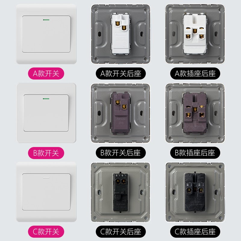86 Type Engineering Switch Socket Panel, Concealed Installation, Single/Double Switch, Intermediate Electric Switch, Wall-Mounted, Household Use - Image 3