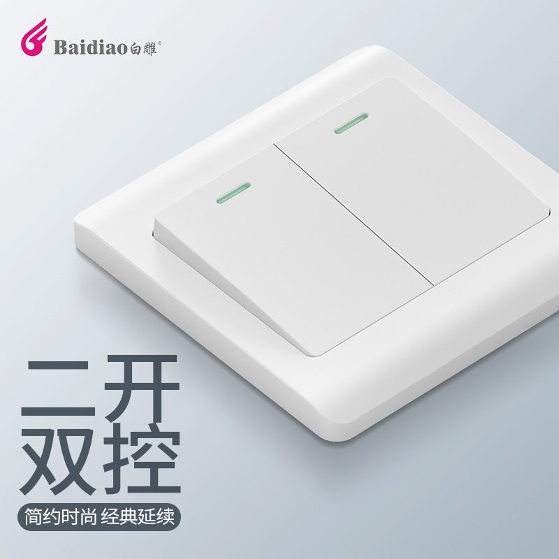 86 Type Engineering Switch Socket Panel, Concealed Installation, Single/Double Switch, Intermediate Electric Switch, Wall-Mounted, Household Use - Image 1