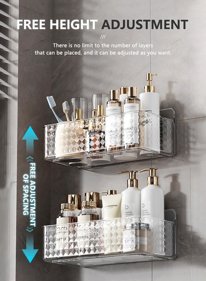 cocohome A rectangular shelf in the corner of the bathroom, wall-mounted storage, no need to drill holes, can be placed on the bathroom wall  - Image 3