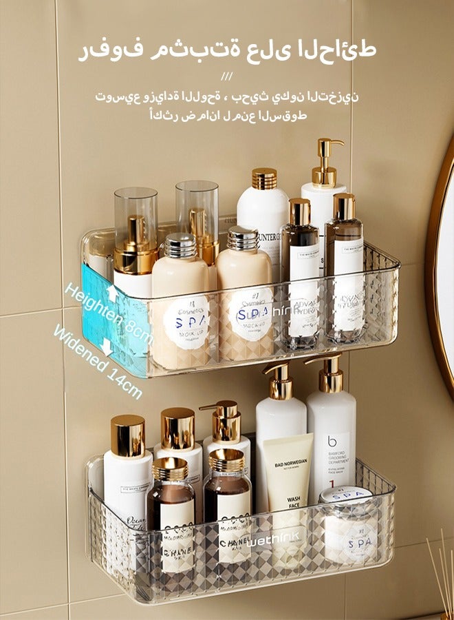 cocohome A rectangular shelf in the corner of the bathroom, wall-mounted storage, no need to drill holes, can be placed on the bathroom wall - Image 2
