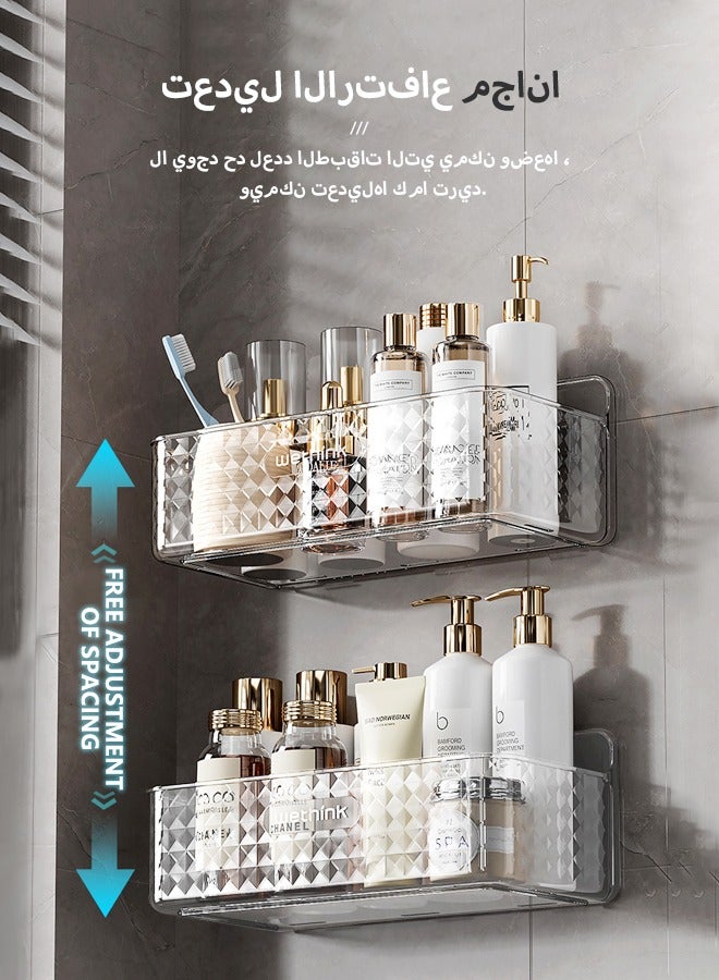 cocohome A rectangular shelf in the corner of the bathroom, wall-mounted storage, no need to drill holes, can be placed on the bathroom wall - Image 3