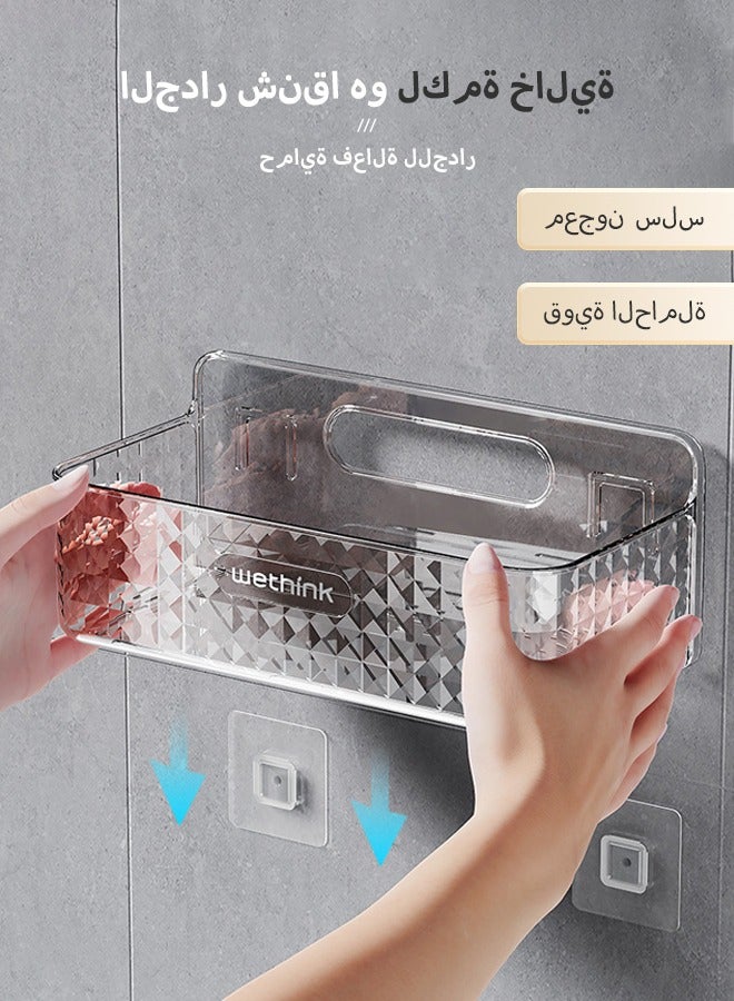 cocohome A rectangular shelf in the corner of the bathroom, wall-mounted storage, no need to drill holes, can be placed on the bathroom wall - Image 4