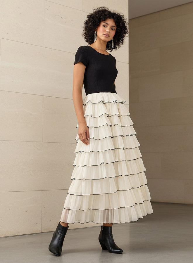 2Xtremz Ribbed Detail Women Dress with Ruffles - Image 1