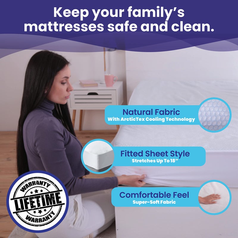 Slumberfy King Size Waterproof Cooling Mattress Protector, Hypoallergenic, Noiseless, Washable, 76x80 in - Image 3