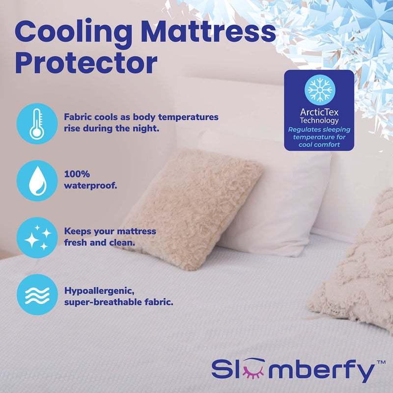 Slumberfy King Size Waterproof Cooling Mattress Protector, Hypoallergenic, Noiseless, Washable, 76x80 in - Image 2