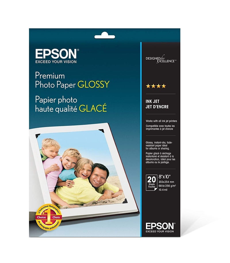 Epson Premium Photo Paper Glossy (8X10 Inches  20 Sheets) (S041465) White - Image 1