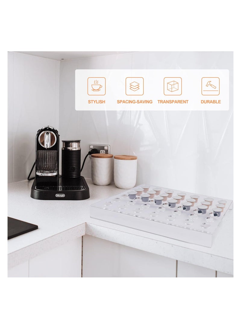إي وورلد صينية تقديم من أكواب المقبلات من الأكريليك الشفاف، تحتوي على 25 فتحة لتنظيم كبسولات القهوة، مثالية للتخزين في الأدراج أو على الرفوف في المكتب والمطبخ والمطاعم وفي الأحداث والمناسبات. - Image 5