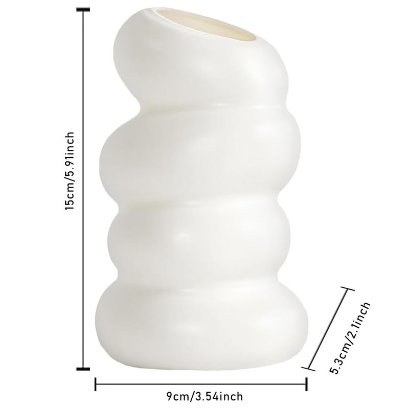 Umpiyte White Flower Vases Plastic Spiral Vase Modern Fall Minimalist Vase Small Pampas Grass Decorative Vases Flower Arrangement Container for Home Decor Wedding Table Party (1Pcs) - Image 2