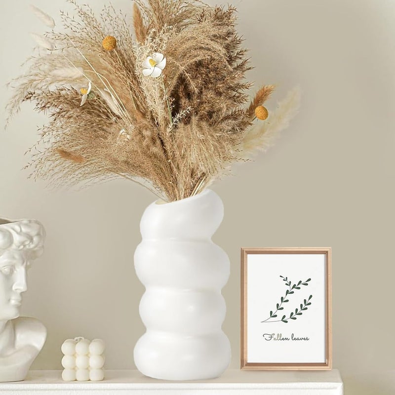 Umpiyte White Flower Vases Plastic Spiral Vase Modern Fall Minimalist Vase Small Pampas Grass Decorative Vases Flower Arrangement Container for Home Decor Wedding Table Party (1Pcs) - Image 5