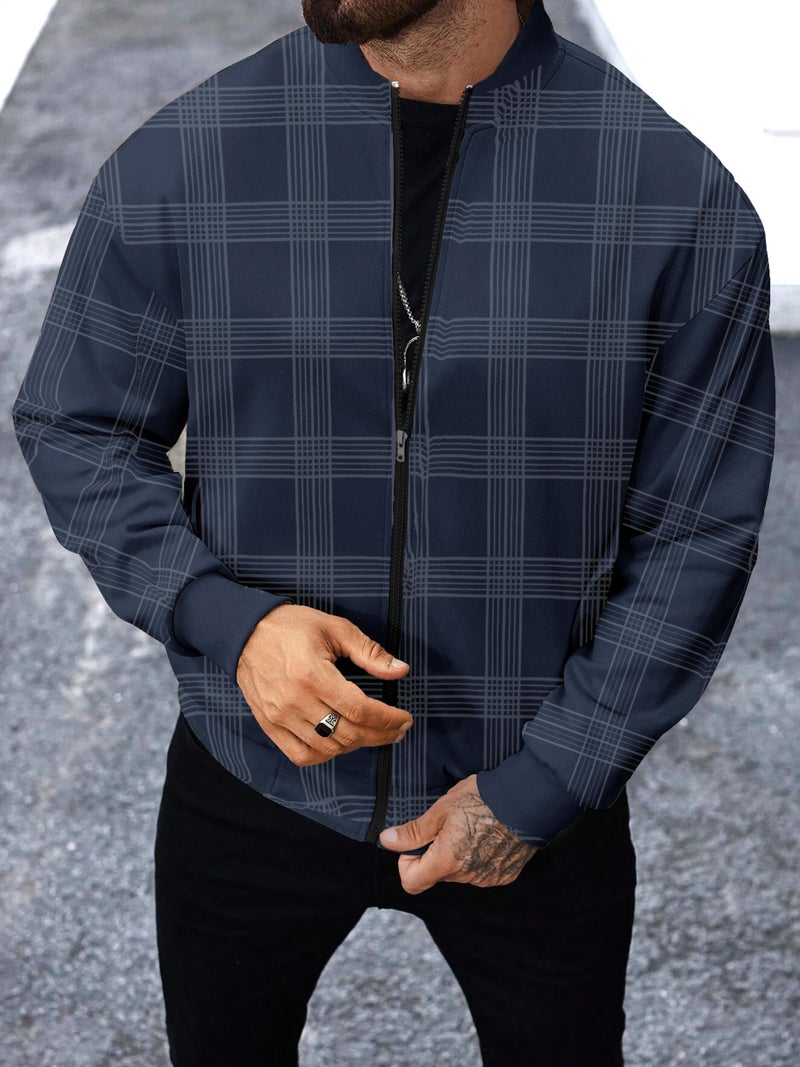 Noble Monk Checkered Full Sleeves Mock Collar Regular Fit Mens Casual Jacket | Casual Winter Jackets for Men | Mens Jackets for Winter Wear - Image 2