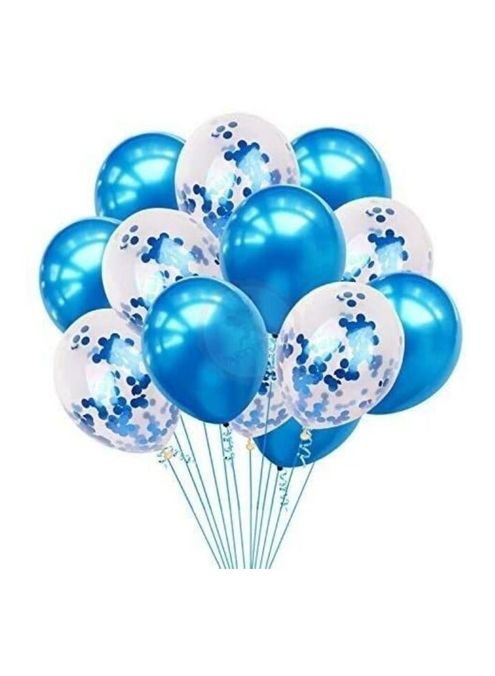 Party Propz Pack Of 18 Pcs Blue Latex & Confetti Balloons For Boys Birthday Decoration Items/ Balloons For Boy Birthday Party