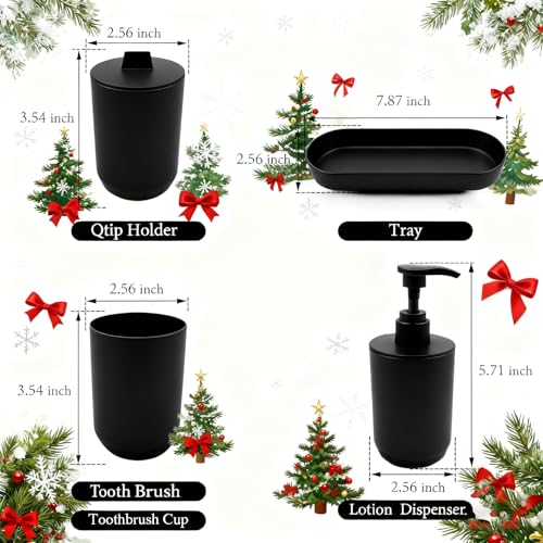 LGURT-4-piece Bathroom Accessories Set, with Toothbrush Holder, Lotion soap Dispenser, Qtip Holder Dispenser and Vanity Tray, Bathroom Counter top Vanity (Matte Black) - Image 2