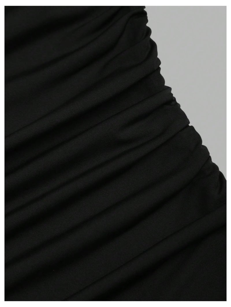 MakeMeChic Women's Y2k Halter Mini Dress Backless Ruffle Short Going Out Dress Black Small - Image 4
