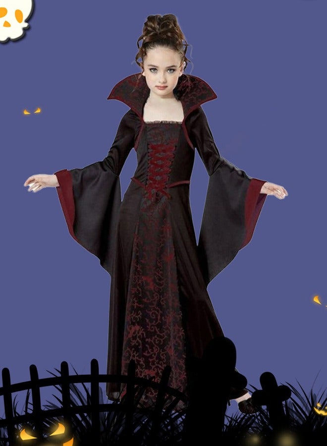 VUCATIN Girls Witch Costume Set Halloween Cosplay Party Dress Up for Kids Witch Halloween Costumes Kids Fancy Dress Set - Image 1
