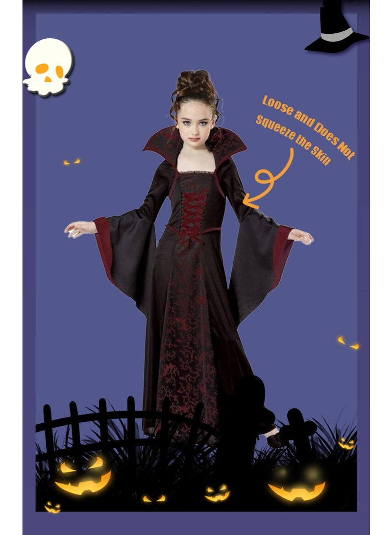 VUCATIN Girls Witch Costume Set Halloween Cosplay Party Dress Up for Kids Witch Halloween Costumes Kids Fancy Dress Set - Image 2