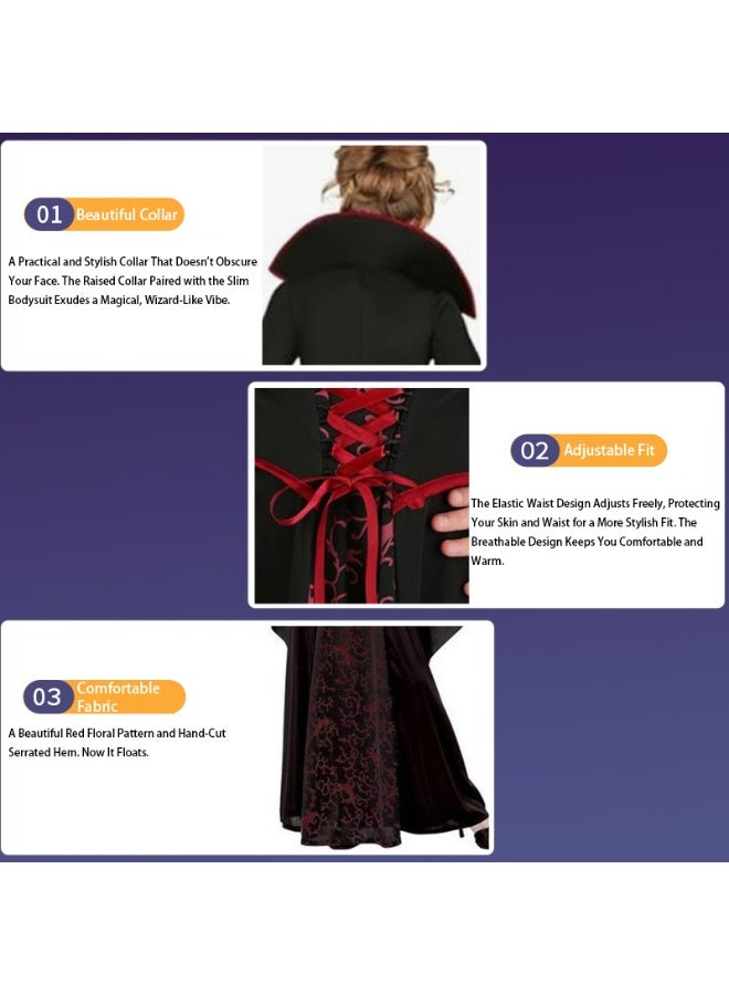 VUCATIN Girls Witch Costume Set Halloween Cosplay Party Dress Up for Kids Witch Halloween Costumes Kids Fancy Dress Set - Image 3