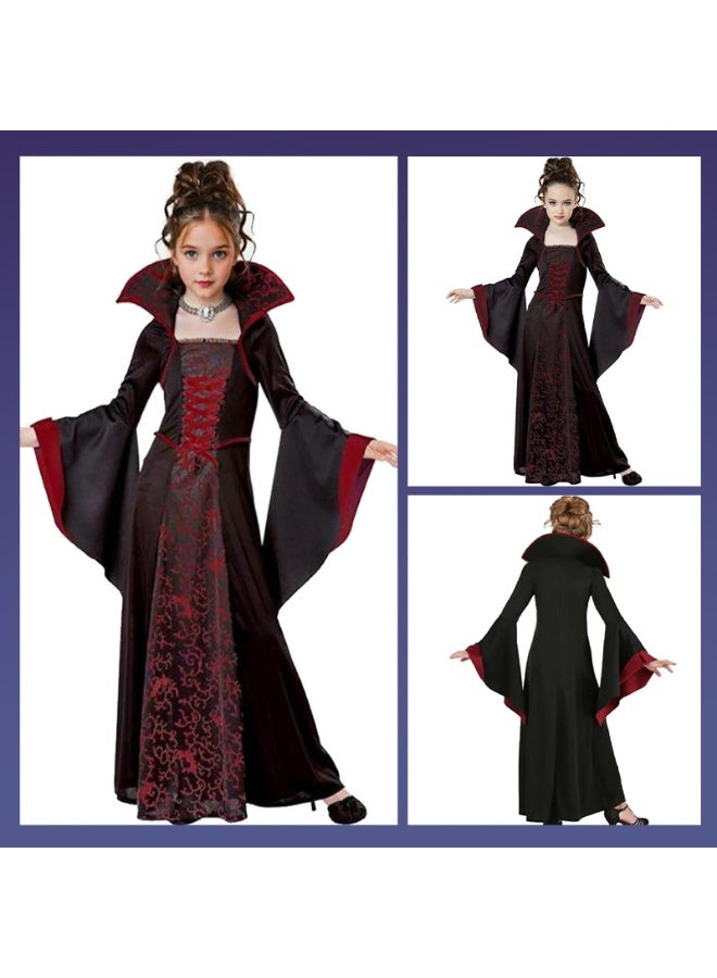 VUCATIN Girls Witch Costume Set Halloween Cosplay Party Dress Up for Kids Witch Halloween Costumes Kids Fancy Dress Set - Image 5