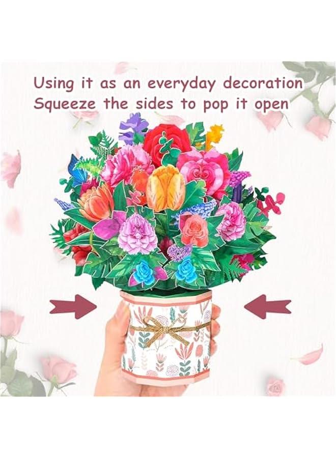 Rose Carnation Pop Up Card, 3D Flower Greeting Card with Envelopes for Any Occasion, Birthday, Mother's Day, Anniversary, s Day, Handmade Gifts, Foldable Flower Cards for Friends - Image 4
