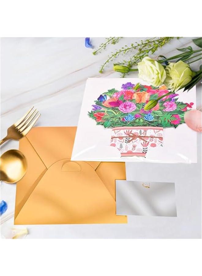 Rose Carnation Pop Up Card, 3D Flower Greeting Card with Envelopes for Any Occasion, Birthday, Mother's Day, Anniversary, s Day, Handmade Gifts, Foldable Flower Cards for Friends - Image 3