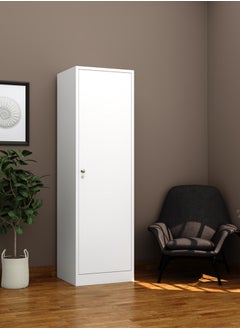 RIGID Wooden Single Door Wardrobe White 186x49.5x55cm  - Image 1