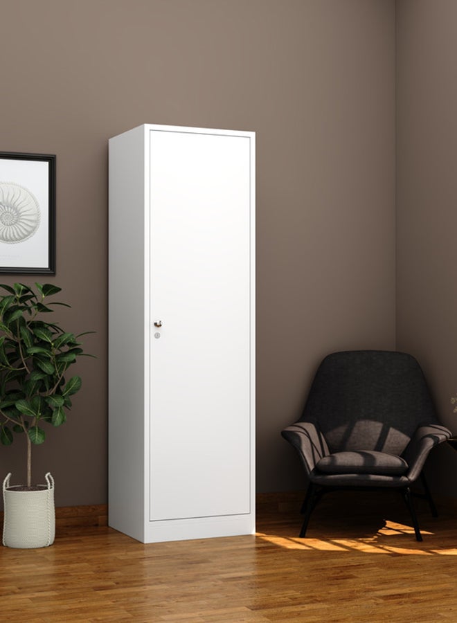 RIGID خزانة ملابس خشبية بباب واحد باللون الأبيض 186x49.5x55 سم  - Image 1