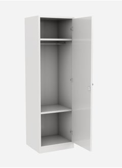 RIGID Wooden Single Door Wardrobe White 186x49.5x55cm  - Image 4