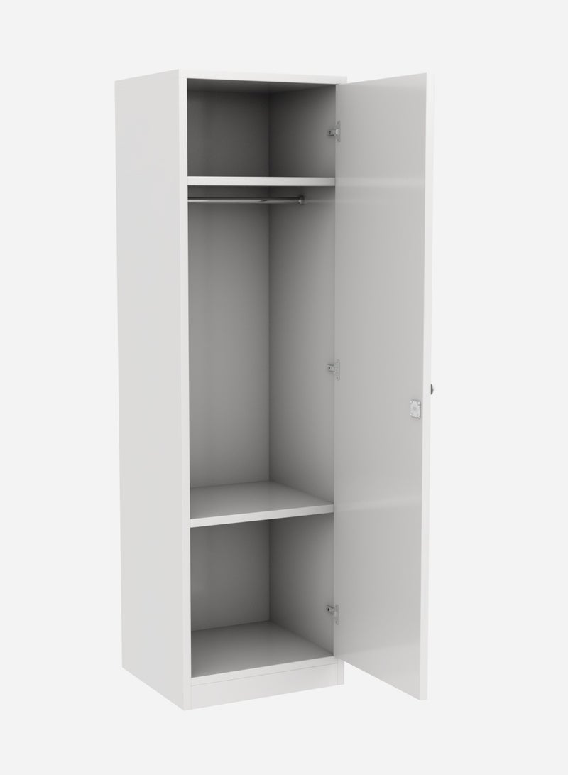 RIGID خزانة ملابس خشبية بباب واحد باللون الأبيض 186x49.5x55 سم  - Image 4